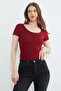 Basic U Neck Cropped T-Shirt - 6