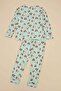 Teddy Bear Patterned Fleece Unisex Children's Pajama Set - 4