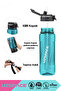 1000ml New Collection Large Size Silicone Straw Tritan Water Bottle with Measuring Scale Transparent Body and Hand Strap, Bpa Free, Odor Free - 4