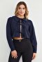 Peter Pan collar Front Tie Crop Blouse - 6