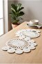 سجادة مزخرفة بنمط زهور مستديرة مصنوعة يدويًا من خيوط الجوت البيج - |   ممتاز |   مفرش طاولة مزخرف - 6