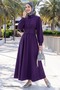 Buttoned Elastic Waist Purple Dress - 3