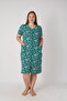 Women's Plus Size 100% Cotton Combed Fabric Zippered Summer Dress / Navy-White-Green - 3