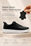 Black 100% Genuine Leather Men's Sports Sneaker with Orthopedic Sole Vt27 - 4