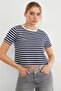 Striped Crew Neck Transitional Crop T-Shirt
