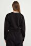 3 Thread Heart Embroidered Crop Sweatshirt - 7