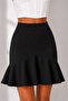 Women's Black Scuba Fabric Flounce Mini Skirt, Wrinkle-Resistant, Does Not Show under Clothes - 3
