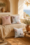 Double Sided Printed Mirror Flower Patterned 3-Piece Combination Suede Throw Pillow Case - 5