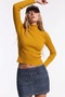 Women's Casual Turtleneck Turtleneck Yellow Ribbed Sweater - 3