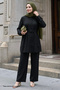 Belted Black Double Suit - 4