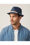 Fo 10003 Premium Blue Straw Fedora Hat - Summer Fedora with Cream Knitted Stripe and Colorful Rope Detail - 5