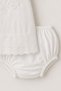 Baby Girl White Scallop Detailed Dress, Panties, Bandana 3-Piece Set Summer Mevlüt Outfit Baby Gift - 5