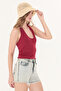 Ultra Soft Burgundy 95% Natural Viscose Halter Neck Double Layer Crop Top Bodysuit - 2