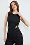 Buckle Detailed Crew Neck Blouse - 6