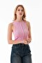 Ribbed Halter Neck Stitched Crop Body - 4