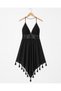 Women's 100% Cotton Buldan Fabric Asymmetrical Cut Hand-Knitted Lace Bustier Model Bohemian Beach and Casual Dress (Fits Xs/S /M Sizes)