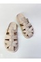 Atlas Gold Buckle Detailed Suede Comfortable and Stylish Casual Slippers with Comfortable Soles - 4