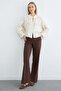 Muslin Fabric Shirt with Tie Front and Embroidery Detail - 3