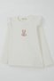 Girl's Long Sleeve T-Shirt with Rabbit Appliqué and Floral Embroidery, Ages 2-6, Ecru - 5