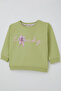 Girl's Sweatshirt with Bow Flower Printed 2-6 Years, Pistachio Green - 4