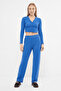 Ribbed V-Neck Crop 2-Piece Set - 2