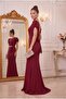 Short Sleeve Ruffled Stone-Detail Belted Long Evening Dress for Graduation - 6