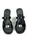 Lunessa Flexible Soft Non-Slip Sole (8 cm) Black Patent Leather Corner Stone Detailed Heeled Slippers - 3