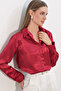 3964 Lightly Flowing Satin Shirt - Plum - 4