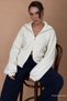 Ecru Double Zipper Women's Knitwear Cardigan Mg2532