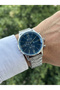 New Season Silver Color Navy Blue Dial Men's Wristwatch in Special Box - 3