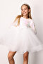 White Sequin Grainy Bow Detailed Girl's Dress - Irene - 3
