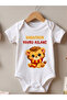 Father's Lion Cub Printed Fan-Themed Yellow Red Lion Baby Bodysuit - 100% Cotton