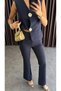 Women's Gold Buttoned Vest Pants Suit - 3