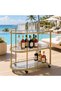 3-Tier Bar Cart with Wheels, Glass Serving Trolley with Clear Glass Shelves & Welded Metal Frame, Rolling Beverage Cart with 2 Locking Casters, - 6