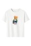 White Color Oversize Teddy Bear Printed Women's T-Shirt - 2