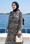 Patterned Lenda Chiffon Hijab Dress - Ecru - 3