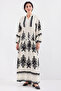 Women's Patterned Hijab Dress M.Cream 1010 - 2