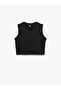 Crew Neck Sleeveless Fabric Detailed Crop Athlete's Tank Top - 3