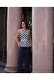 Imported Fabric Top Striped Blouse Bottom Elastic Waist Pants Waist Accessory Included Special Design Set - 3