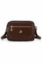 Women's Bitter Brown 4-Compartment Soft Leather Covered Gold Color Clover Zipper Crossbody and Shoulder Bag - 6
