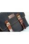 Design 01 Canvas - Leather Dark Black Messenger Bag - 4