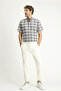 Short Sleeve Regular Fit Plaid Sports Cotton Button Collar Shirt - 2