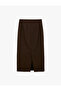 Regular Fit Midi Pencil Skirt with Slit Detail - 6