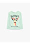 Floral Deer Printed Cotton Crew Neck Long Sleeve T-Shirt - 4