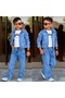 Boy's 3-Piece Denim Set Jean Jacket Shirt T-Shirt Trousers Denim Oversize Combination 3-10 Years - 2