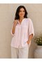 Women's Original Italian Raw Linen Sequined Lace Back Shirt 44-48
