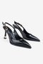 Women's Black Patent Leather Buckle Detailed Pointed Toe Stylish High-Heeled Shoes - 4
