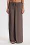 Women's relaxed fit wide leg trousers in light brown with drawstring waist and elasticated hems. - 2
