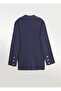 Navy Blue Knitwear Women's Blazer Jacket - 4
