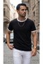 Men's Black Colored T-Shirt with Crew Neck and Sleeve Trim Regular T-Shirt - 2